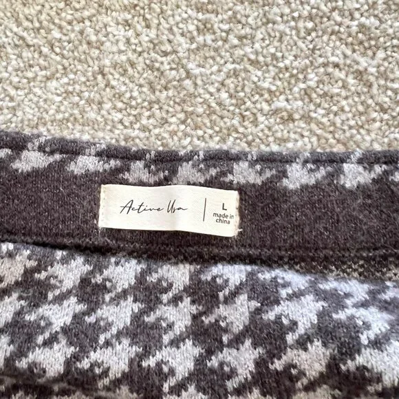 Y2K Versatile Houndstooth Tube Top Mini Skirt Light & Dark Gray Knit Stretch - Picture 6 of 8